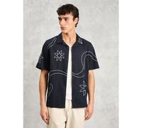 Wax London Mens Navy Didcot Bold Stitch Shirt