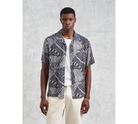 Wax London Mens Navy Ecru Didcot Dotted Swirl Shirt