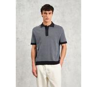 Wax London Mens Navy Turin Ladder Stripe Polo Shirt