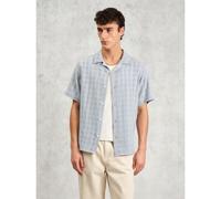 Wax London Mens Pale Blue Didcot Open Weave Shirt