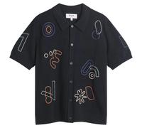 Wax London Men's Tellaro Shapes Embroidery Knit Shirt Navy/Multi