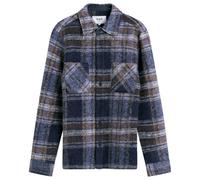 Wax London Men's Whiting Check Wool Blend Overshirt Navy