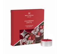 Wax Lyrical Cranberry Spritz Tealights | Bright & Festive | Red Winter Berry Scent | Box of 9 Tealight Candles
