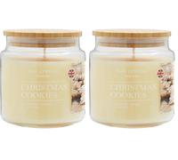 Wax Lyrical England Christmas Cookies Medium Candle, Up to 75 Hour Burn Time, Ivory (Pack of 2)