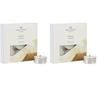 WAX LYRICAL Scented Tealight Candles, Box of 9, Fresh Linen, Silver (Pack of 2)