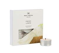 Wax Lyrical Tealight Set - Fresh Linen, 9 Fragranced Tealights | Citrus and Sandalwood Scents, Up to 4 Hours Burn Time Each, For Living Rooms and Home Offices