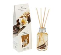 Wax Lyrical Vanilla Flower, 40ml Reed Diffuser, White | Vanilla, Almond, Candy and Musk Scents, Glass Bottle, 5 Rattan Reeds, Compact Diffuser