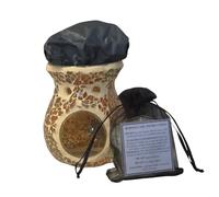 Wax melt and wax melt/oil crackle effect iredesent burner gift set or starter pack, small and large burners. (Brown, Small)