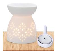 Wax Melt Burner - Aromatherapy Oil Warmer Ceramic Candle Warmer Lamp with 50ml Bowl | THREE Pattern Options: Hollow Design for Living Room Bedroom | Type Warmer for Home Accessories