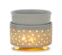 Wax Melt Burner Ceramic 3-in-1 Oil Burner Electric Candle Wax Warmer Melter Fragrance Heating Plate for Scented Waxs Home Office Bedroom Aromatherapy Gift& Décor-Grey