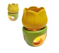 Wax Melt Burner - Ceramic Oil Aromatherapy Diffuser, Chic Flower Shape Design with 180ml Capacity and Candle Spoon, Tea Light | Home Bedroom Decor for Christmas Housewarming Gift