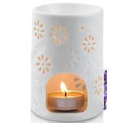 Wax Melt Burner, Ceramic Oil Burner Aroma Diffuser, Essential Oil and Wax Melts Burners, Tealight Holder Diffuser, Candle Burner for Home Bedroom Decor, Flower Pattern