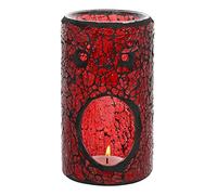 Wax Melt Burner, Red Crackle Glass Design Oil Burner, Round Tea light, for Room Décor, Ornaments, Made with Glass (Pillar)