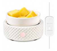 Wax Melt Burner Warmer Ceramic 4-in-1 Electric Candle Warmer with 4 Timers Auto Shut-off for Scented Wax Melts, Candle Jars, Essential Oil, Coffee Cup Warmer Home Office Bedroom Gifts for Women White