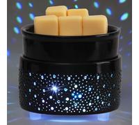 Wax Melt Burner with Silicone Dish Ceramic 3-in-1 Oil Burner Electric Candle Wax Warmer Melter Fragrance Heating Plate for Scented Waxs Home Office Bedroom Aromatherapy Gift& Décor-Black