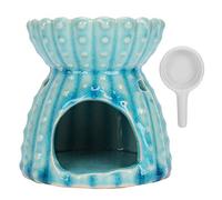 Wax Melt Burners Essential Oil Burner, Ice Crack Ceramic Aromatherapy Furnace Stove with Candle Holder for Home Bedroom Decor Christmas Housewarming Gift(Ice-Cracked Blue)