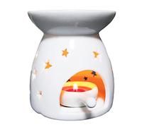 Wax Melt Essential Oil Burner White - Star Pattern, Ceramic Aroma Burners Assorted Wax Warmer Aromatherapy Tarts Holder Candle Scented Diffuser Home Bedroom Decor Christmas Housewarming Gift