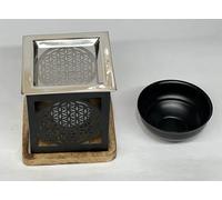 Wax Melt Warmer Essential Oil Aromatherapy Diffuser | With Steel Mesh Dish | Decorative Aroma Diffuser for Wax, Bakhoor or Resin |Tealight Candle Holder| Church Resin Burner Bakhoor Burner (BLK-AL1)