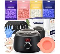 Wax Melt Warmer Waxing Kits: Digital Display Waxing Kits for Women, 4-Pack Hard Wax Beads, 30 Applicator Waxing Sticks Wax Kit - All-in-one Waxing Pot for Brazilian, Bikini, Leg, Body at Home