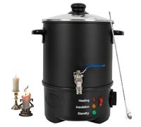 Wax Melter for Candle Making, 5-20L Large Wax Melter with 24-110°C Temperature Control and Heating Core Nozzle, Stainless Steel Inside/Outside Non-stick Oil Candle Making Kits DIY 20L