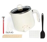 Wax Melter for Candle Making Non-stick Keep Warm 1.8L Large Electric Wax Melting Pot with Pouring Spout - Thermometer，Wicks, Wick Stickers, Centering Device, Spoon, Candle Making Supplies - UK Plug