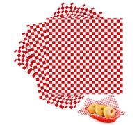 Wax Paper Sheets 24pcs Red Checkered for Burgers and Hot Dogs