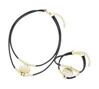 Wax Rope Jewelry Set - Double Layer Chain Accessories, 22g Bracelet Combo with Adjustable Fit, Ornament Kit, Stylish Personal, Adornment Pieces for Party Wedding Prom Casual Formal Outdoor Travel