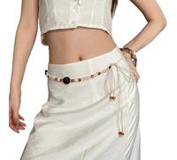 Wax Rope Waist Cincher With Resin Beads Decorative Belt Unique Statement Jewelry For Skirts And Dresses Ethnic Wax Rope Belt For Dresses