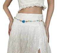 Wax Rope Waist Cincher With Resin Beads Decorative Belt Unique Statement Jewelry For Skirts And Dresses Ethnic Wax Rope Belt For Dresses