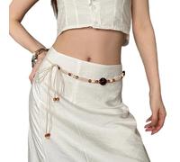 Wax Rope Waist Cincher With Resin Beads Decorative Belt Unique Statement Jewelry For Skirts And Dresses Jewelry Belt For Wardrobe