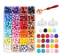 Wax Seal Kit, 24 Colours Sealing Wax Octagonal, 600 pcs Sealing Wax Beads with 2 Wax Candles and 1 Melting Spoon, Wax Stamp Seal for Wax Seal, Stamp Envelope, Letter Paper, Card, Postcard