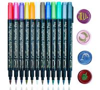 Wax Seal Pen, Ioggtser 12 PCS Metallic Marker Color Pen with Soft-tip for Decorating Wax Seal Pattern, Premium Wax Pen for Envelope Sealing Wax, Fit All Wax Seal Beads or Wax Seal Sticks