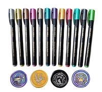 Wax Seal Pen Kit, PORXFLY 12 Pieces Metallic Marker Pens for Seal Stamp Decorate,Wax Sealing Pens Set Suitable for All Sealing Beads,Seal Sticks