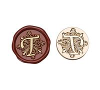 Wax Seal Stamp 2pcs A-Z Sealing Wax for Letter Retro Seal Kit Stamps Logo for Scrapbooking Print Set Wedding Craft Soaps(Color-T)