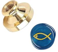 Wax Seal Stamp Brass Head Replacement, 25mm, Gold, Jesus Christian Sealing Stamp,Seal Wax Stamp (Christian Cross Fish)