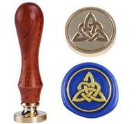 Wax Seal Stamp Celtic Knot Heart Sealing Wax Stamps, 25mm Vintage Brass Head Ice Stamp Wedding Stamps for Cards Envelopes Invitations Snail Mails Good Ideas for Wife/Lovers (Triquetera)