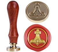 Wax Seal Stamp Hammer of Thor Wax Seal Heads Wedding 30mm Removable Brass Head Wood Handle Celtic Knot Wax Stamp Seal for Wedding Baby Baptism Invitations Envelope Package Wrap