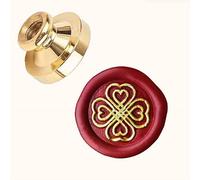Wax Seal Stamp Head Replacement, Gold, 25mm Copper Seals, Celtic Knot Wax Seal Stamp Heads Only (Celtic Knot Four Leaf Clover Heart)