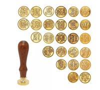 Wax Seal Stamp Kit, 26 Pieces Letters Sealing Wax Stamps Heads Copper with Wooden Handle, Retro Wax Stamp Kit Gift Box for Postage Letter, Antique Manuscript, Greeting Cards, Wedding Invitation