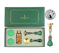 Wax Seal Stamp kit, ANBOSE Cat Wax Seal Stamp Set with Removable Brass Color Head Sealing Wax Beads Copper Spoon Candles,Retro Vintage Moon Star Cat Sealing Wax Stamp for Letter Cards Invitations