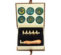 Wax Seal Stamp kit, ANBOSE Moon Wax Seal Stamp Set with 6 PCS Removable Brass Heads and 1 Wooden Handle, Starry Crow Deer Moon Sealing Wax Stamp for Cards Invitations