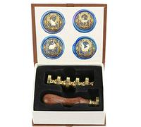 Wax Seal Stamp kit, ANBOSE Starry Animal Wax Seal Stamp Set with 4 PCS Removable Brass Heads and 1 Wooden Handle, Retro Vintage Cat Deer Rabbit Fox Sealing Wax Stamp for Letter Cards Invitations
