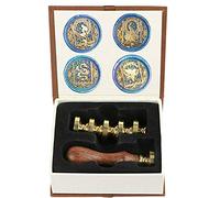 Wax Seal Stamp kit, ANBOSE Starry Animal Wax Seal Stamp Set with 4 PCS Removable Brass Heads and 1 Wooden Handle, Mermaid Peacock Dragon Hummingbird Sealing Wax Stamp for Letter Cards Invitations