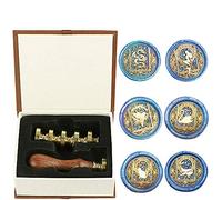 Wax Seal Stamp kit, ANBOSE Starry Animal Wax Seal Stamp Set with 6 PCS Removable Brass Heads and 1 Wooden Handle, Retro Vintage Dragon Mermaid Swan Hummingbird Cat Whale Sealing Wax Stamp for Craft