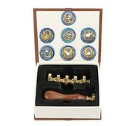 Wax Seal Stamp kit, ANBOSE Starry Animal Wax Seal Stamp Set with 7 PCS Removable Brass Heads and 1 Wooden Handle, Retro Vintage Mermaid Peacock Dragon Rabbit Flamingo Cat Swan Sealing Wax Stamp