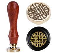 Wax Seal Stamp Kit Celtic Shield Knot Sealing Wax Stamps,Celtic Knot 25mm Removable Brass Head Wood Handle for Envelope Invitation Wedding Embellishment Gift Cards Desc