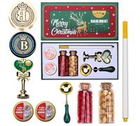 Wax Seal Stamp Kit for Letters,European Alphabet B Wax Stamp Seal Kit Gift Box Set, WaxSealSet with 2 Bottle WaxSeal Beads, 1PCS WaxSpoon, 1PCS WaxSeal Pen and 2PCS Candles (B)