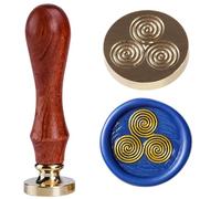 Wax Seal Stamp Kit Triple Spiral Sealing Wax Stamps 30mm Retro Ice Stamp Removable Brass Heads with Wood Handle for Envelope Invitations Wedding Decoration Gift Cards Snail Mails