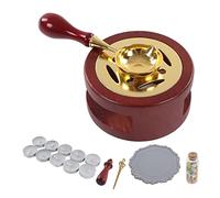 Wax Seal Stamp Warmer Spoon with Brass Head and Wooden Handle, Wax Melting Kit for Letter Sealing, Envelopes, Invitations, and Craft Projects (Brown)