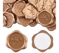Wax Seal Sticker Wax Seal Stickers 30pcs (6 Basic Style) Feather, Bow, Wreath, Heart Self Adhesive Wedding Invitation Envelope(Style 02)